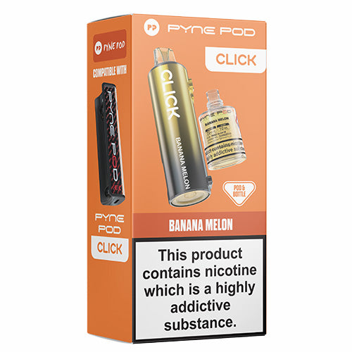 Pyne Pod Click Banana Melon vape pod packaging on a white background