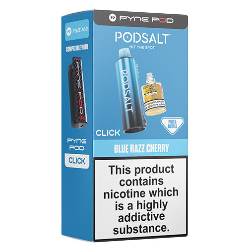 Podsalt e-liquid pod packaging with blue and gray design on a white background