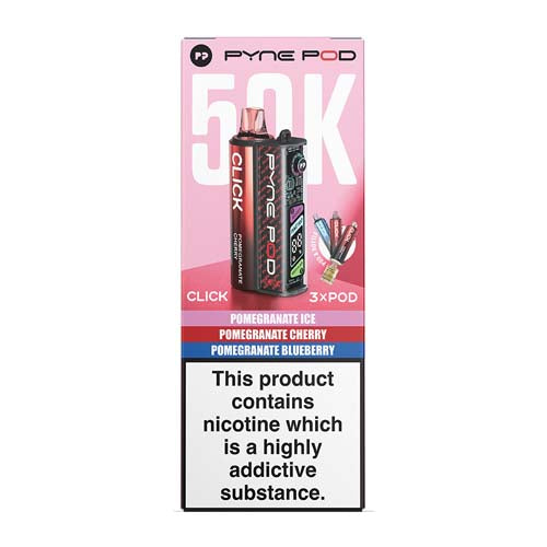 Pyne Pod Click 50K Pomegranate Edition Box on a white background.