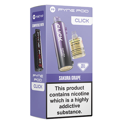 Pyne Pod Click Sakura Grape vape pod packaging on a white background