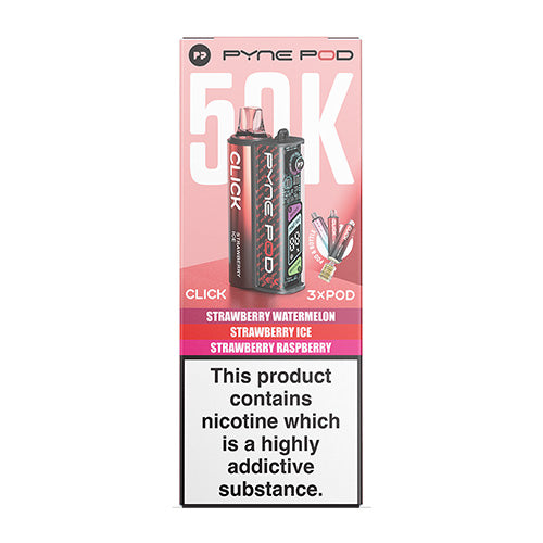 Pyn Pod packaging with strawberry watermelon flavor on a white background